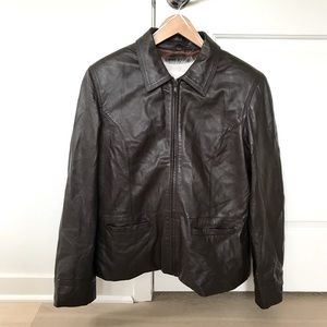 Leather Brown Jacket Coat “Size XL”